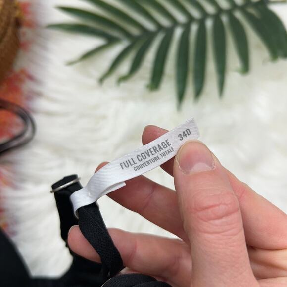 Aerie Neutral Black Lace Full Coverage Bra 34D - Picture 4 of 4